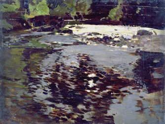 Sunlight reflected upon a wide riverscape